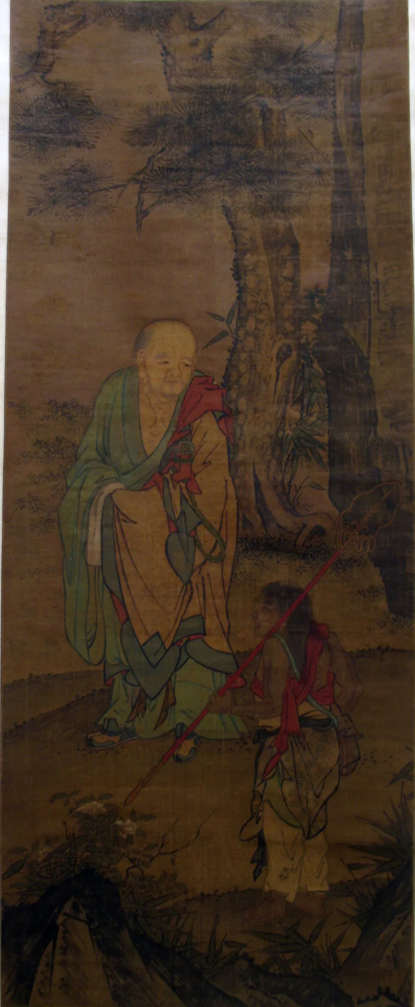 传为贯休风格的罗汉画作品，人物神情奇古